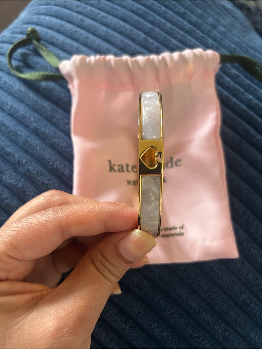 Kate Spade Gold-tone and White Accent Bangle Bracelet